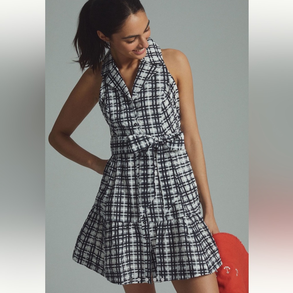 Maeve Plaid Mini Flounce Dress